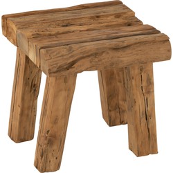 J-line - Stoel Rustiek Teakhout Naturel - 35x35x35cm