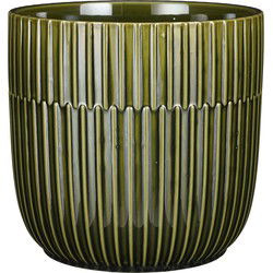Mica Decorations - Plantenpot - groen - stripes - D19 x H18 cm - Plantenpotten