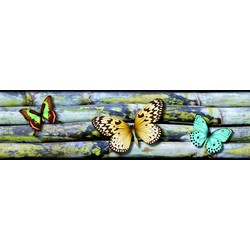 Sanders & Sanders zelfklevende behangrand vlinders grijs, geel en blauw - 14 x 500 cm - 600090