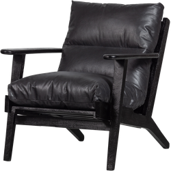 BePureHome Houston Fauteuil - Leer- Zwart - 86x71x71