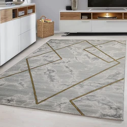 Alba Modern Grijs / Goud vloerkleed - Marmer Design - 80 X 150 CM