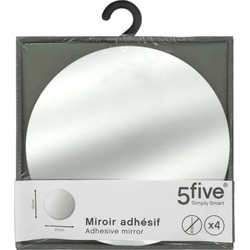 5Five Plak spiegels tegels - 4x stuks - glas - zelfklevend - 20 x 20 cm - rondjes - muur/deur/wand - Spiegels