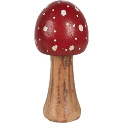 Clayre & Eef Decoratie Paddenstoel Ø 5x8 cm Rood Hout