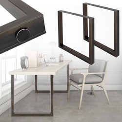 Set van 2 vierkante tafelpoten, antraciet, 80x72 cm, gemaakt van staal