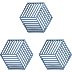 Krumble Pannenonderzetter Hexagon - Blauw - Set van 3