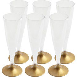 Champagneglazen - 80x - plastic - 140 ml - goud - herbruikbaar - Champagneglazen