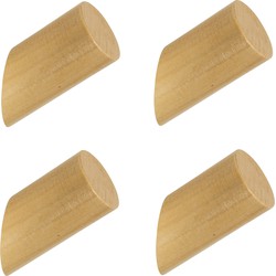 QUVIO Houten wand haakje - Licht bruin - S - Set van 4