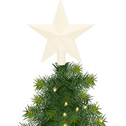 Kunststof piek kerst ster wit met glitters H19 cm - kerstboompieken