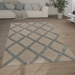 Laagpolig Vloerkleed - Gen Geruit - Grijs - 200x280 cm