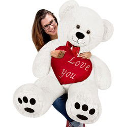 Zachte Teddybeer XXL Wit incl. Hartkussen