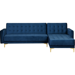 ABERDEEN - Hoekslaapbank - Marineblauw - Linkerzijde - Fluweel