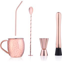 Alpina Moscow Mule cocktail set - 7-delig - koperkleurig - 450 ml - Cocktailglazen