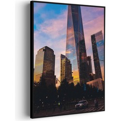 Muurwerken Akoestisch Schilderij - One World Trade Center New York - Geluidsdempend Wandpaneel - Wanddecoratie - Geluidsisolatie - PRO (AW 0.90) XXL (107X150)
