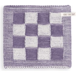 Knit Factory Gebreide Pannenlap Block - Ecru/Violet - 23x23 cm