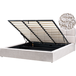 BASTON - Bed met opbergruimte - Lichtbeige - 180 x 200 cm - Bouclé