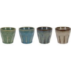 EH luxe gekleurde espresso koffiekopjes - porselein - 4x stuks - 90 ml - Bekers