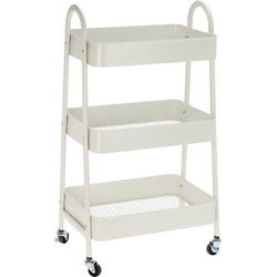 Keukentrolley/plateau kast - wit - metaal - 79x44x32 cm - 3 niveaus - Opberg trolley