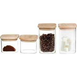 Set van 8 voorraadbussen/voorraadpotten 0,5L - 1L glas met houten deksel - Voorraadpot