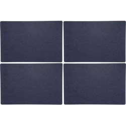 4x stuks rechthoekige placemats met ronde hoeken polyester navy blauw 30 x 45 cm - Placemats