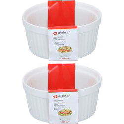Alpina Ovenschaaltje - 6x - wit - rond - d14 cm - 1-persoons - braadslede - Ovenschalen