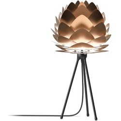 Aluvia Mini tafellamp brushed bronze - met tripod zwart - Ø 40 cm