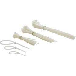 Set met nylon kabelbinders verschillende afmetingen wit (75 st.)