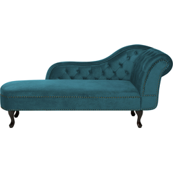 Beliani NIMES - Chaise longue-Blauw-Fluweel