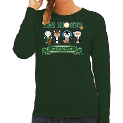 Bellatio Decorations Foute Kersttrui/sweater dames - de hosti band - groen - kerstmuziek - band 2XL - kerst truien