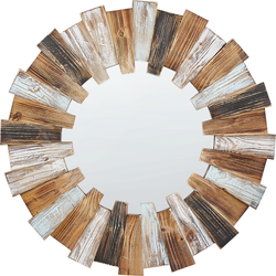 Beliani ECATEPEC - Decoratieve Spiegel-Lichte houtkleur-MDF, Glas