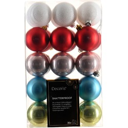 Decoris kerstballen - 30x - multi gekleurd - 6 cm -kunststof - Kerstbal