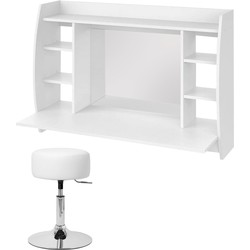 Wandkaptafel met spiegel 110x75x48,5 cm Wit MDF incl. kruk ML-Design