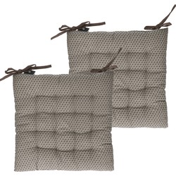 Atmosphera Stoelkussens - 2x - donkergrijs - katoen - 38 x 7 cm - wicker zitkussen - tuinstoelkussens