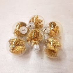 Zes schattige kerstballetjes met droogbloemen - Pure Gold