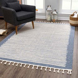 Felta Modern Blauw vloerkleed - Laagpolig / Kader - 120 X 170 CM