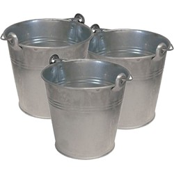 Benson Emmer - 3x - zink - plantenpot - met handvat - 12 liter - Emmers