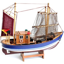Vissersboot schaalmodel - Hout - 40 x 9 x 30 cm - Maritieme boten decoraties voor binnen - Beeldjes