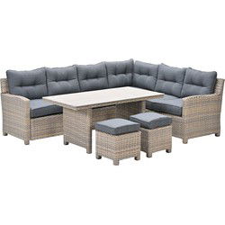 Seagull lounge-diningset - 5-delig - rechts - vintage willow - zwart