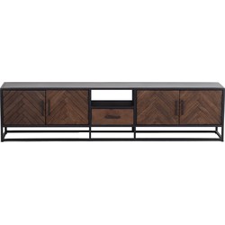 Tv Meubel Bruin - Visgraat - 250cm - Mangohout - Kast Isa