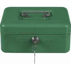 AMIG Geldkistje met 2 sleutels - groen - staal - 25 x 18 x 9 cm - inbraakbeveiliging - Geldkistjes