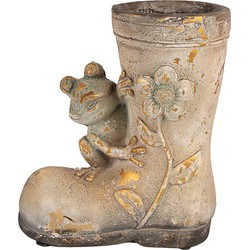 Clayre & Eef Bloempot Laars 30 cm Bruin Keramisch materiaal Kikker Decoratie Beeld