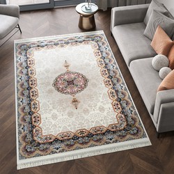 Isfahan Oosters Vloerkleed - Laagpolig - Klassiek Vintage Tapijt - Creme / Multi- 80x300 CM