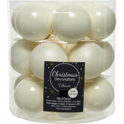 36x stuks kleine glazen kerstballen wol wit 4 cm mat/glans - Kerstbal