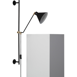 Bussandri - Industriële Wandlamp Zwart - Metaal - E27 - L:50cm - Voor Binnen - Woonkamer - Eetkamer - Slaapkamer