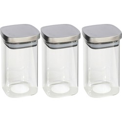 3x stuks voedsel/etenswaren bewaren voorraadpot 1500 ml glas met RVS deksel - Voorraadpot