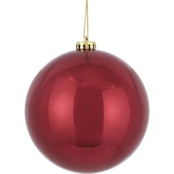 1x Grote kunststof kerstballen donkerrood 15 cm - Kerstbal