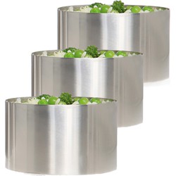 Garneerring - 3x - RVS - D9 cm - zilver - Keuken/bakplaat vormpjes - Garneergerei