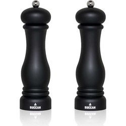 Buccan cooking  Klassieke Pepermolen  Mat zwart met zilver  Set van 2