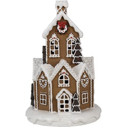 Clayre & Eef Gingerbread house met LED Ø 21x33 cm Bruin Kunststof