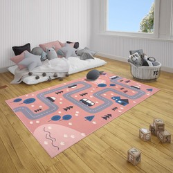 Kindervloerkleed - Design Kids Straat Roze