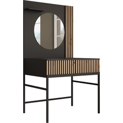 Meubella Kaptafel Marbella - Zwart - 85 cm - Met spiegel